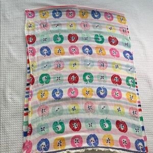 Stripes and apple print primary color, scarf linen/cotton